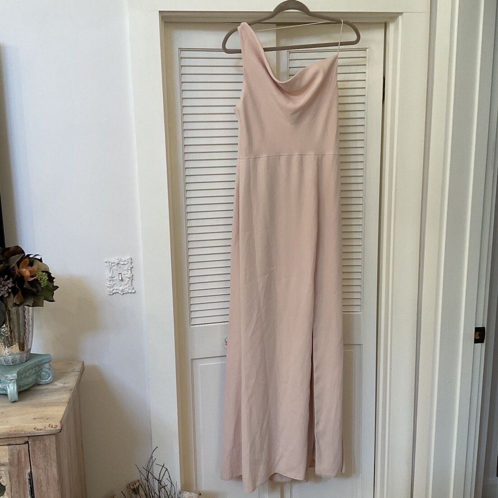 After Six Gown Maxi Dress Crepe One Shoulder Cameo Size 8 NWT - Picture 4 of 10